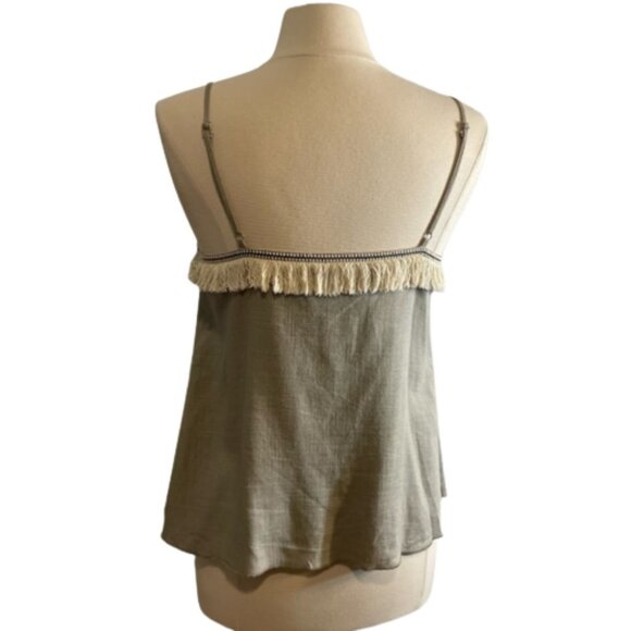 Lost in Lunar Linen Blend Tank/Cami with Fringe Size Medium - Picture 4 of 5
